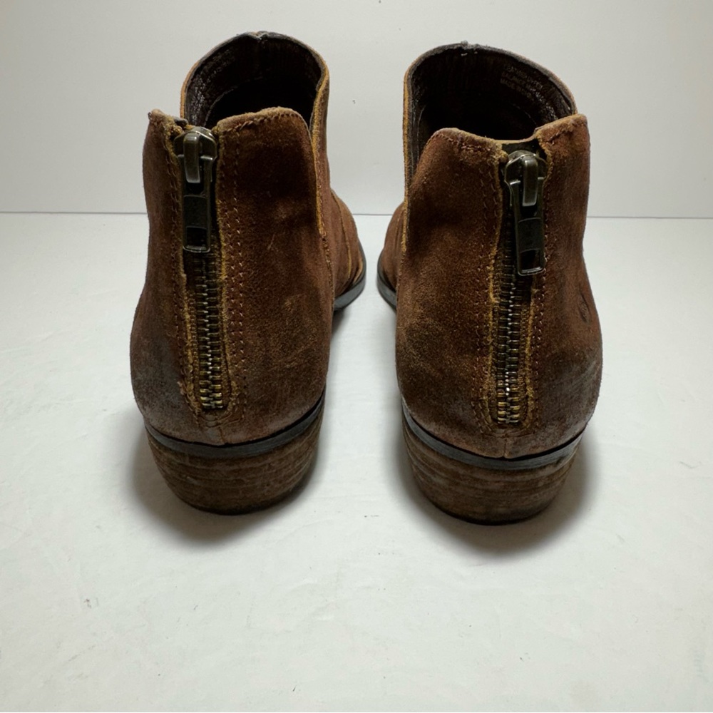 Born Kerri Cognac Brown Distressed Suede Women's Bootie Sz 10 Western Back Zip - Picture 5 of 15